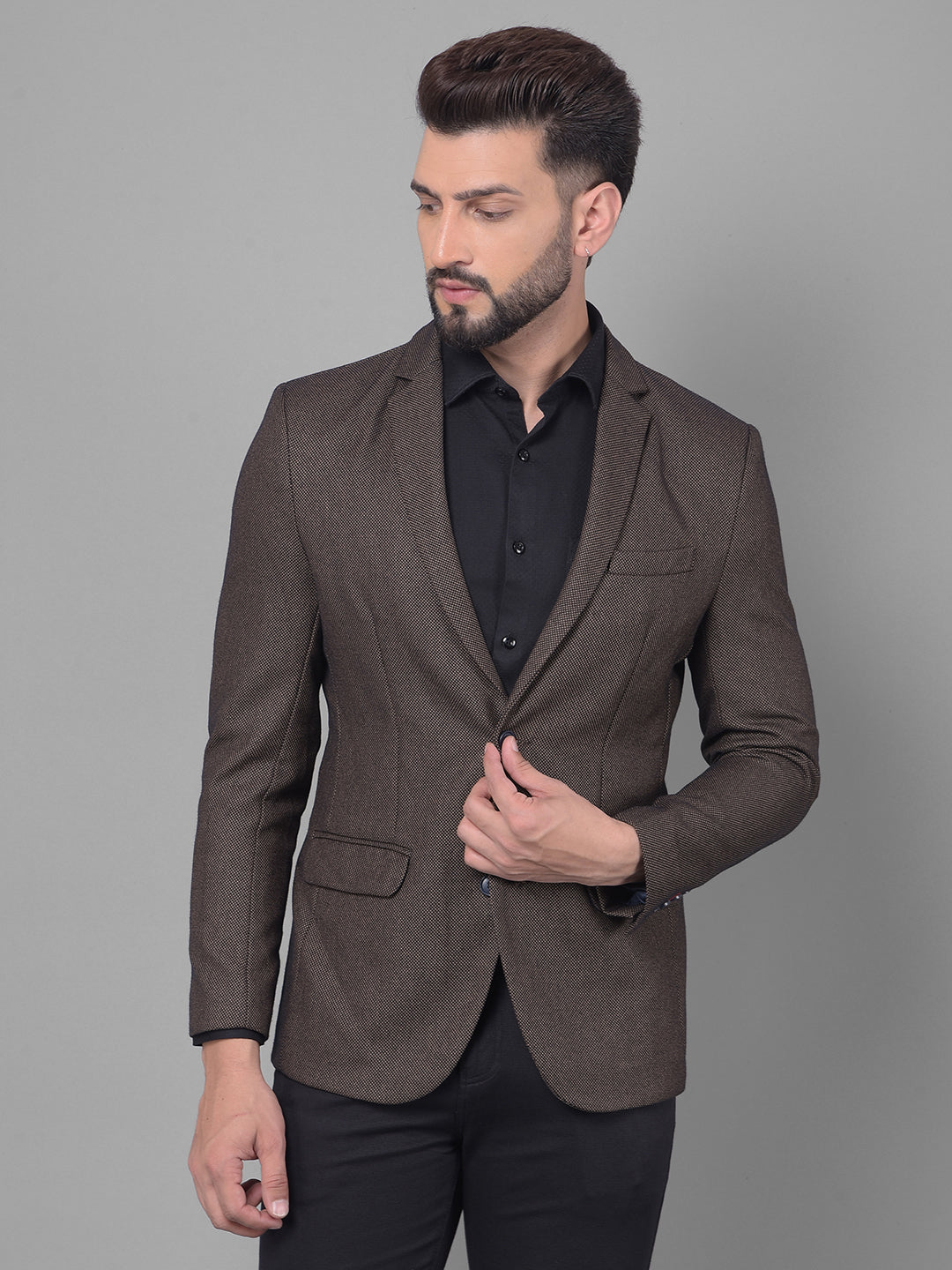 Brown Blazer-Men Blazers-Crimsoune Club