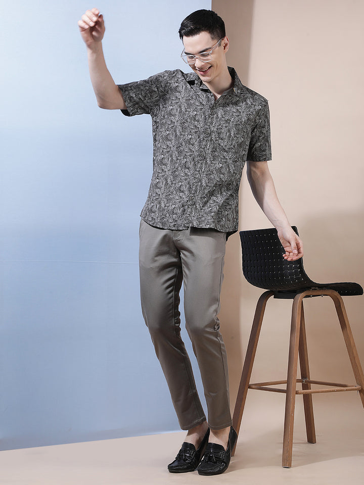 Green Floral Print Shirt-Men Shirts-Crimsoune Club