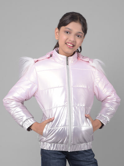 Pink Hooded Puffer Jacket-Girls Jackets-Crimsoune Club