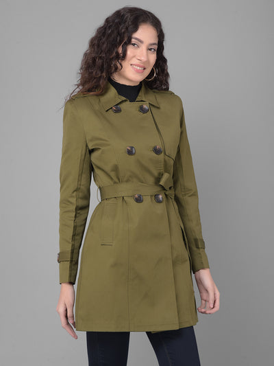Olive Trench Coat-Women Coats-Crimsoune Club