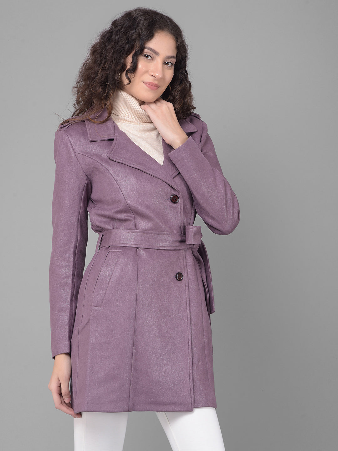 Purple Suede Trench Coat-Women Coats-Crimsoune Club