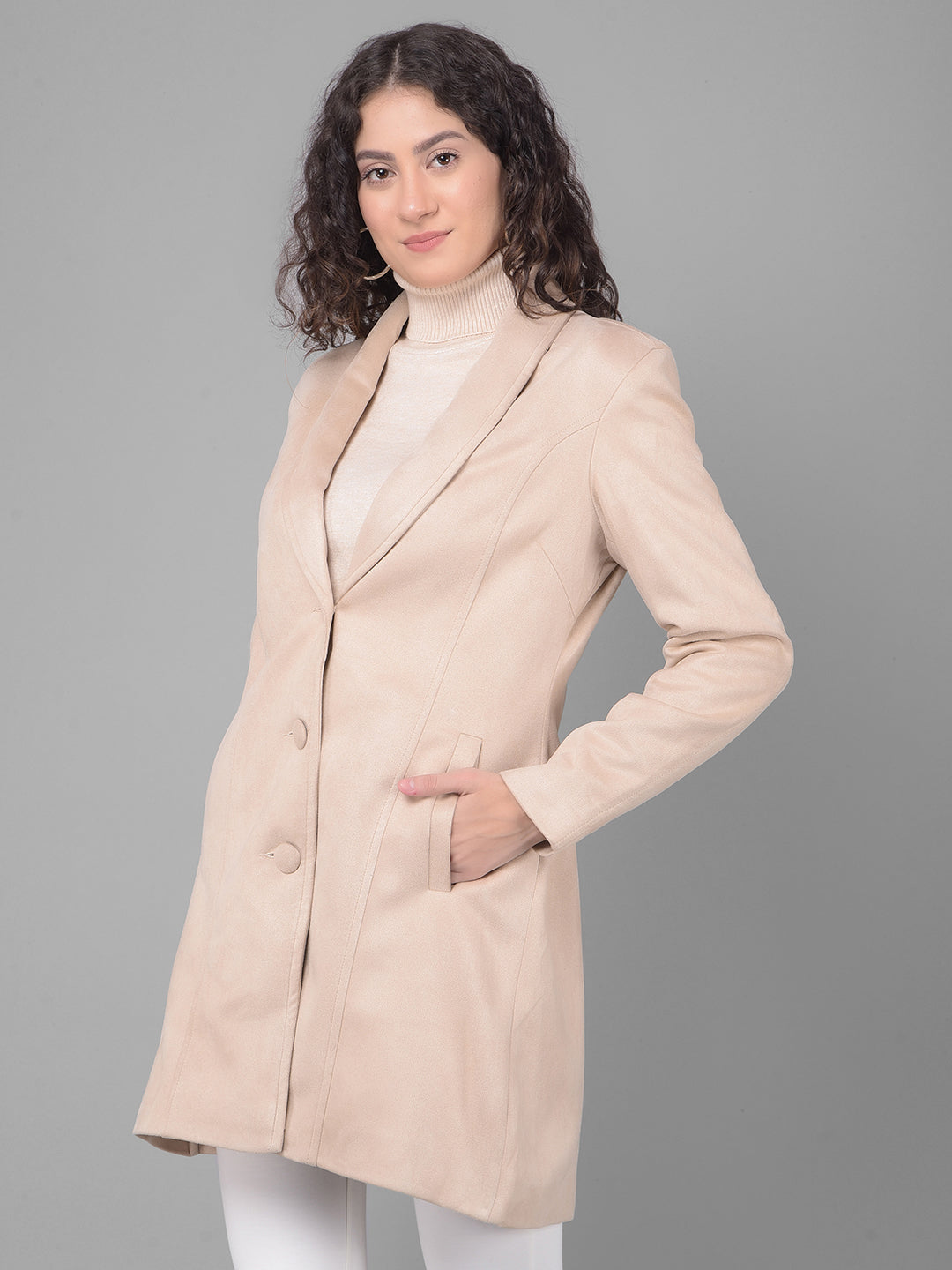 Beige Overcoat-Women Coats-Crimsoune Club