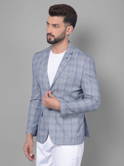 Blue Checked Blazer-Men Blazers-Crimsoune Club