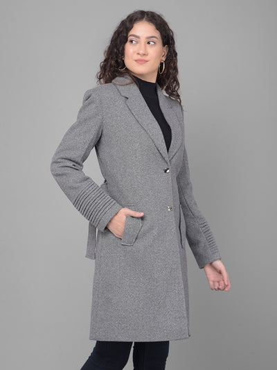 Grey Trench Coat-Women Coats-Crimsoune Club