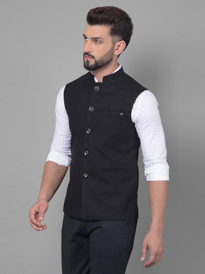 Black Waistcoat-Men Waistcoats-Crimsoune Club