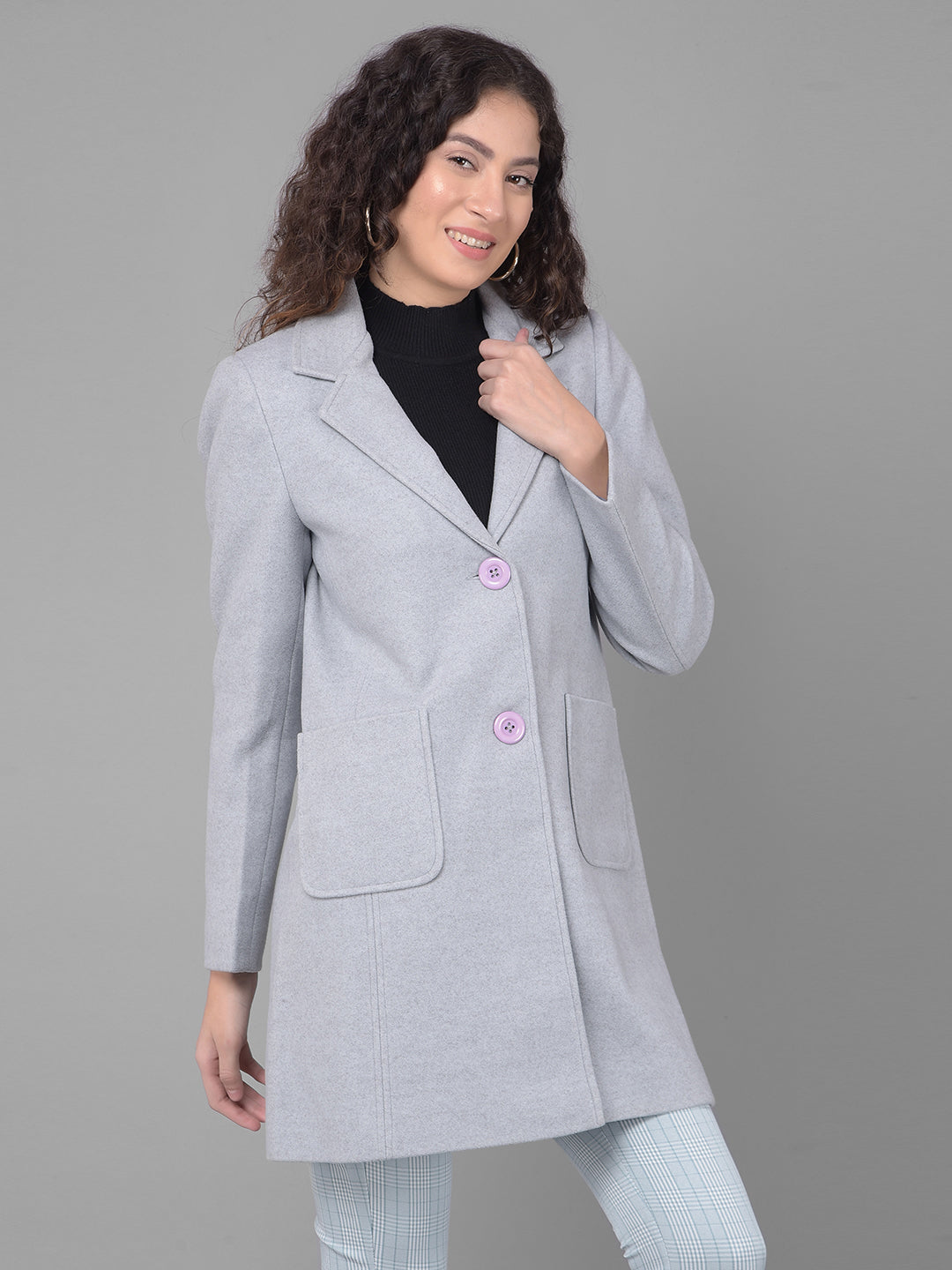 Grey Overcoat-Women Coats-Crimsoune Club