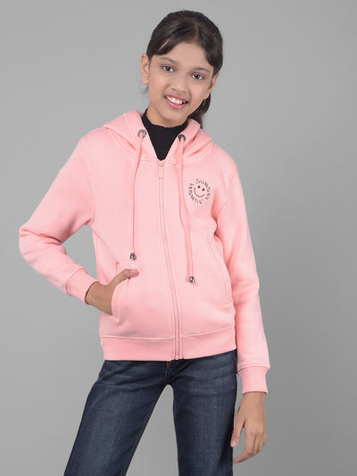 Pink Hooded Sweatshirt-Girls Sweatshirts-Crimsoune Club