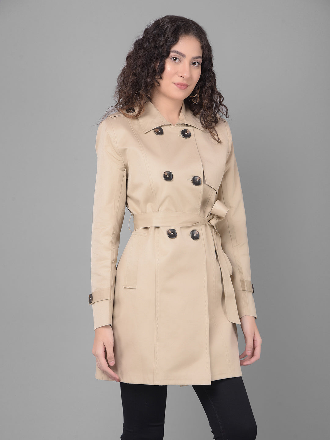 Beige Trench Coat-Women Coats-Crimsoune Club