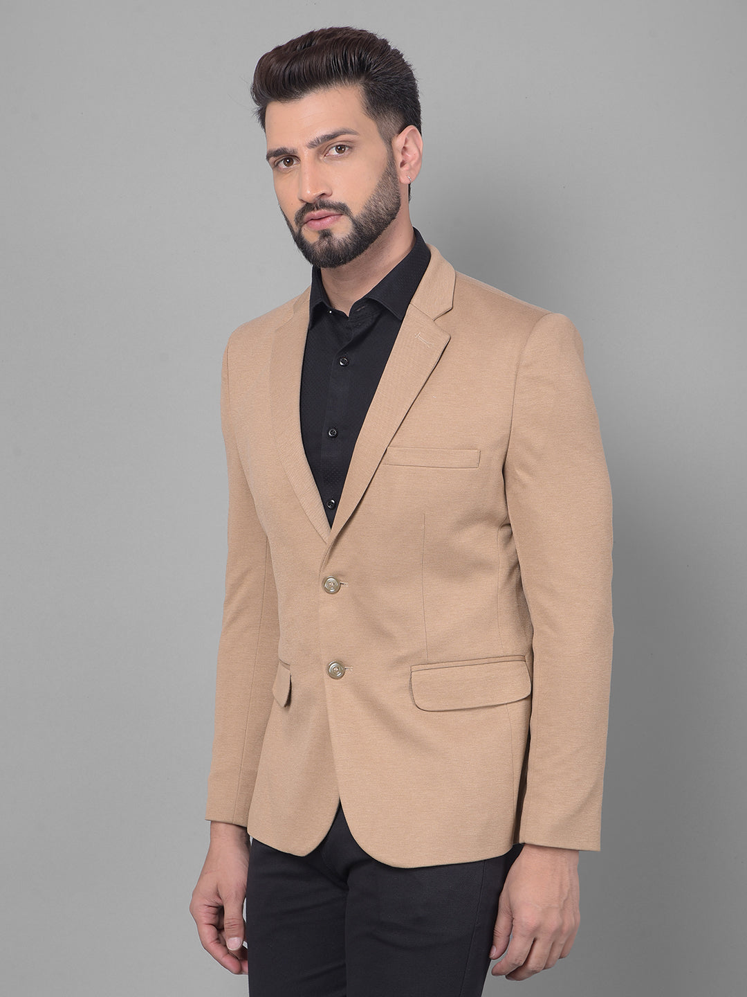 Beige Blazer-Men Blazers-Crimsoune Club