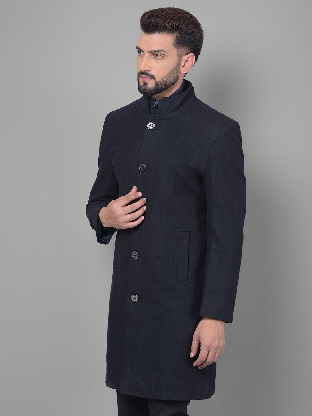 Navy Blue Overcoat-Men Coats-Crimsoune Club