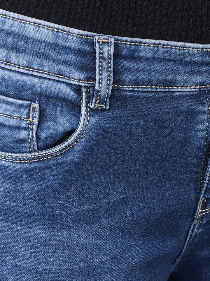 Blue Bootcut Jeans-Women Jeans-Crimsoune Club