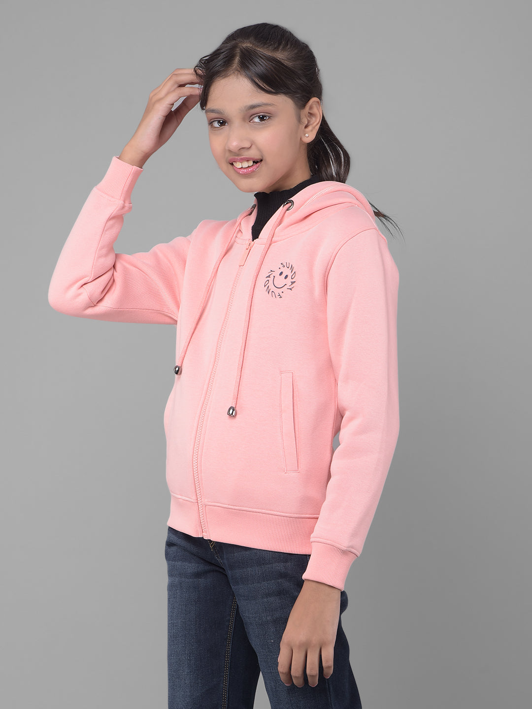 Pink Hooded Sweatshirt-Girls Sweatshirts-Crimsoune Club