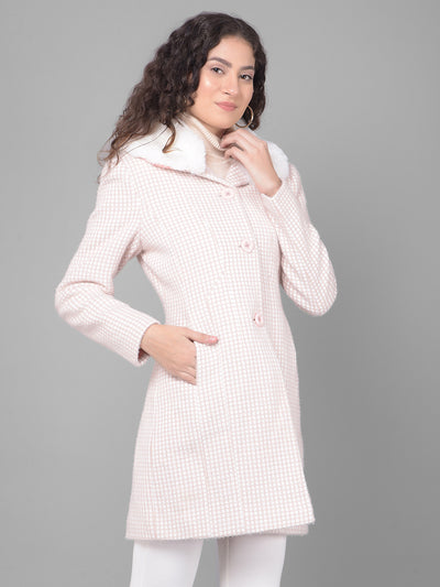 Pink Checked Overcoat-Women Coats-Crimsoune Club