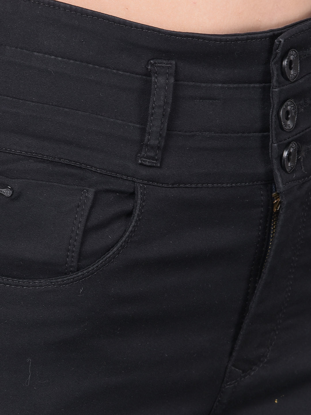 Black High Waist Cropped Jeans-Women Jeans-Crimsoune Club