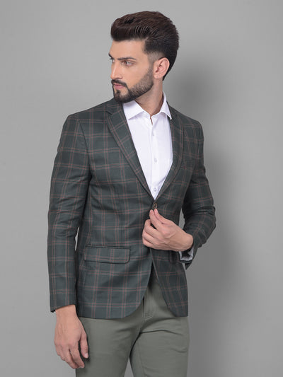 Green Checked Blazer-Men Blazers-Crimsoune Club