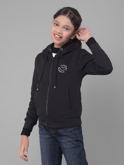 Black Hooded Sweatshirt-Girls Sweatshirts-Crimsoune Club