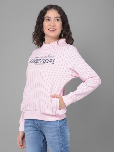 Pink Striped Sweatshirt-Women Sweatshirts-Crimsoune Club