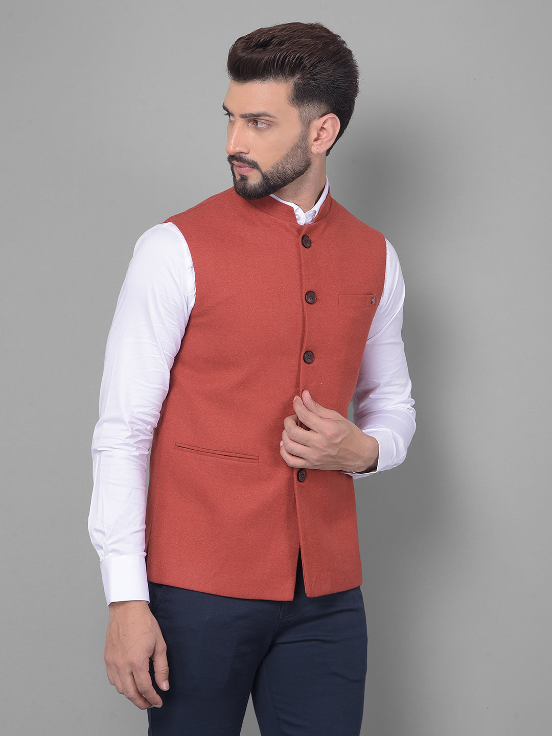 Red Waistcoat-Men Waistcoats-Crimsoune Club