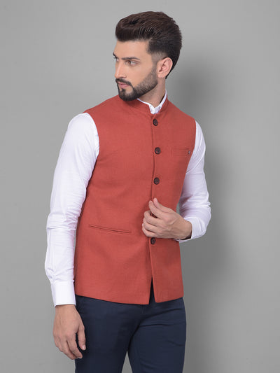 Red Waistcoat-Men Waistcoats-Crimsoune Club