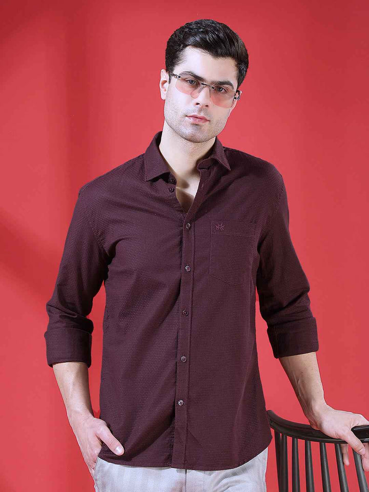 Wine Micro Texture Shirt