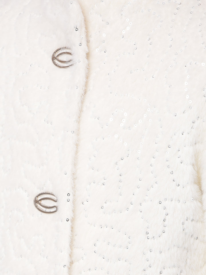 White Faux Fur Overcoat-Girls Coats-Crimsoune Club