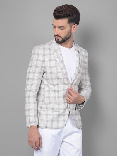 White Checked Blazer-Men Blazers-Crimsoune Club