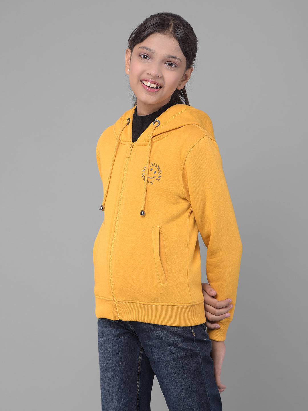 Mustard Hooded Sweatshirt-Girls Sweatshirts-Crimsoune Club