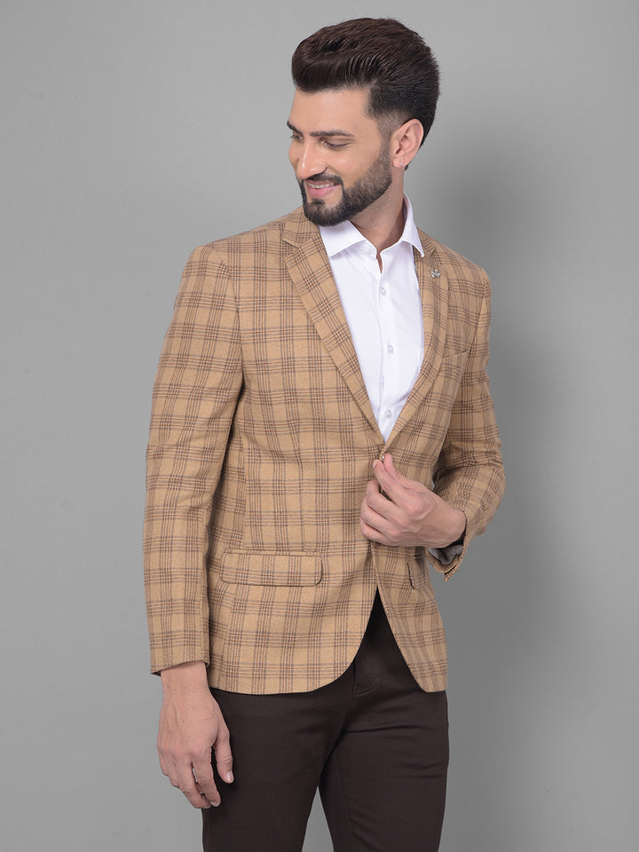 Beige Checked Blazer – Crimsoune Club - Main Image