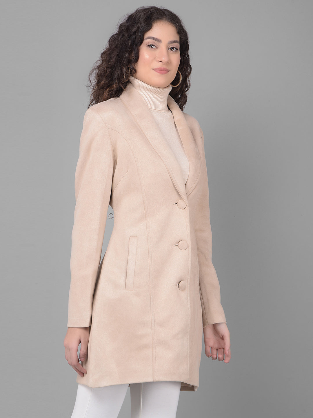 Beige Overcoat-Women Coats-Crimsoune Club