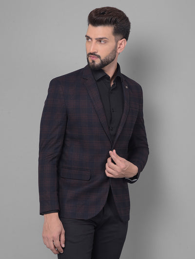 Black Checked Blazer-Men Blazers-Crimsoune Club