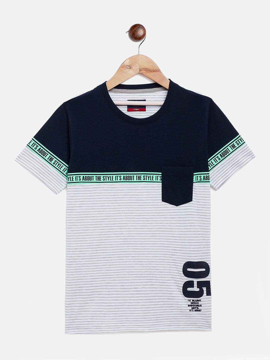 Striped Navy Blue T-shirt-Boys T-Shirts-Crimsoune Club