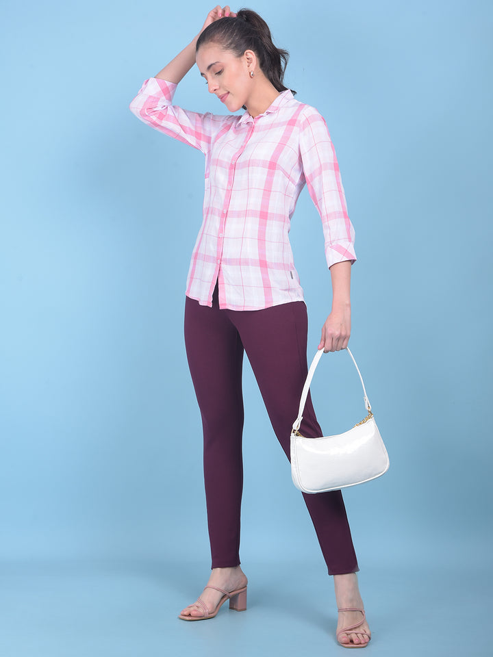Maroon Skinny Treggings-Women Treggings-Crimsoune Club