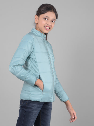 Mint-Green Puffer Jacket-Girls Jackets-Crimsoune Club