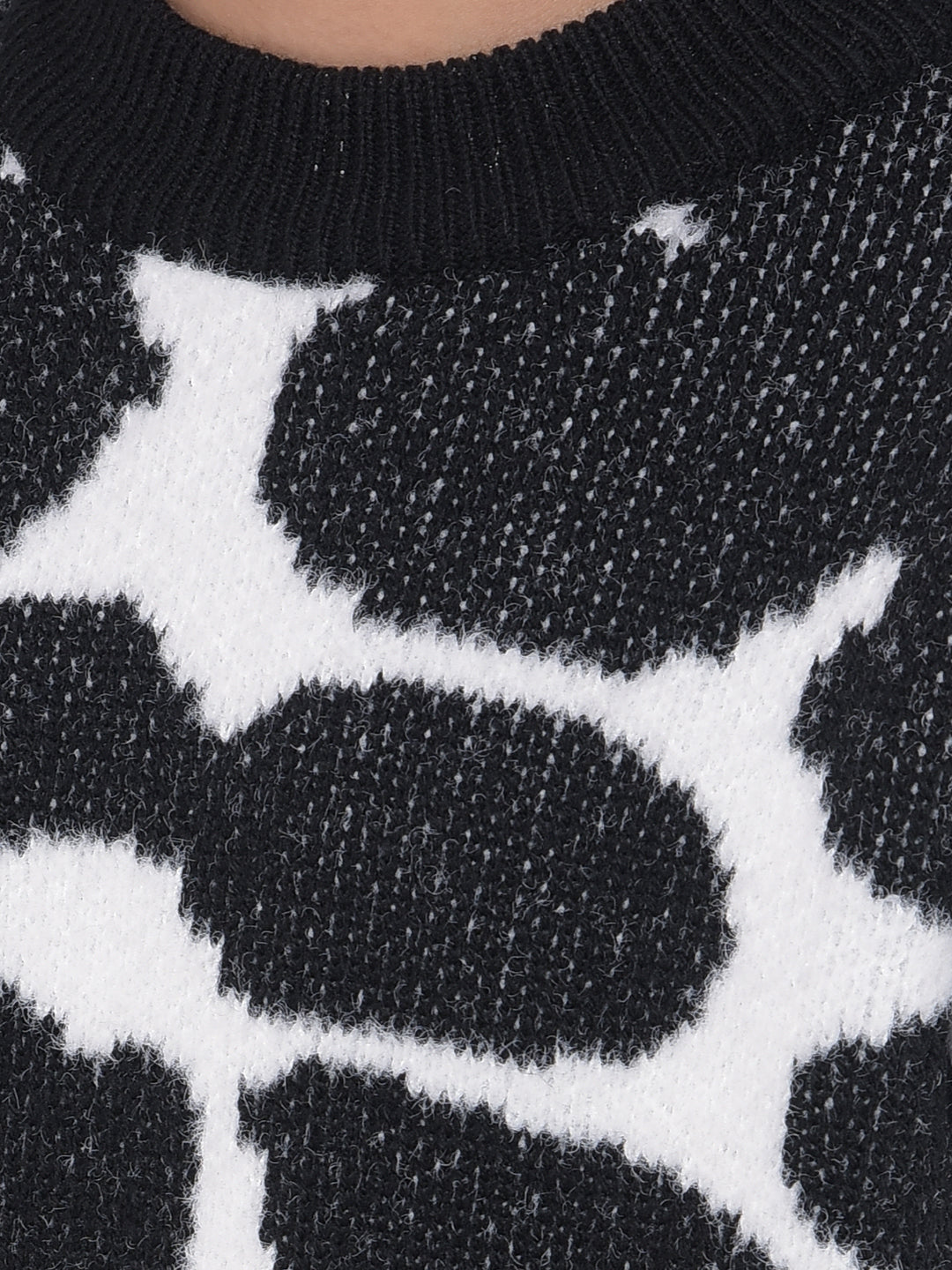 Black Printed Sweater-Girls Sweaters-Crimsoune Club