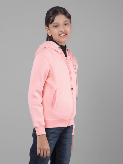 Pink Hooded Sweatshirt-Girls Sweatshirts-Crimsoune Club