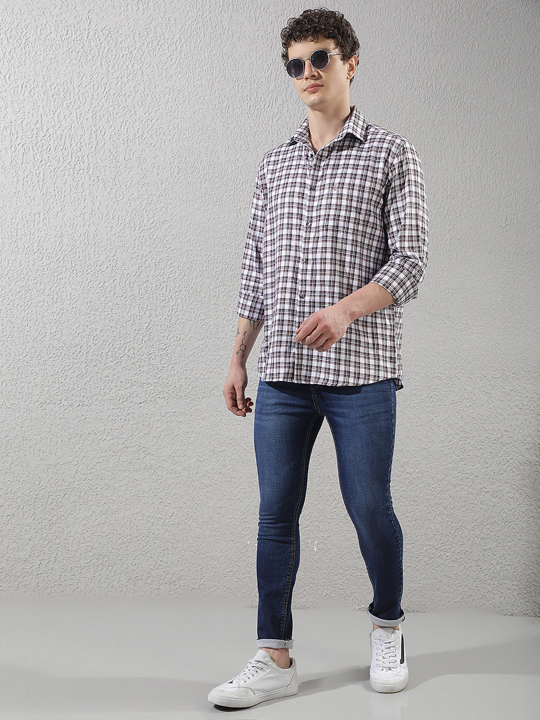 Purple Checked 100% Cotton Shirt-Men Shirts-Crimsoune Club