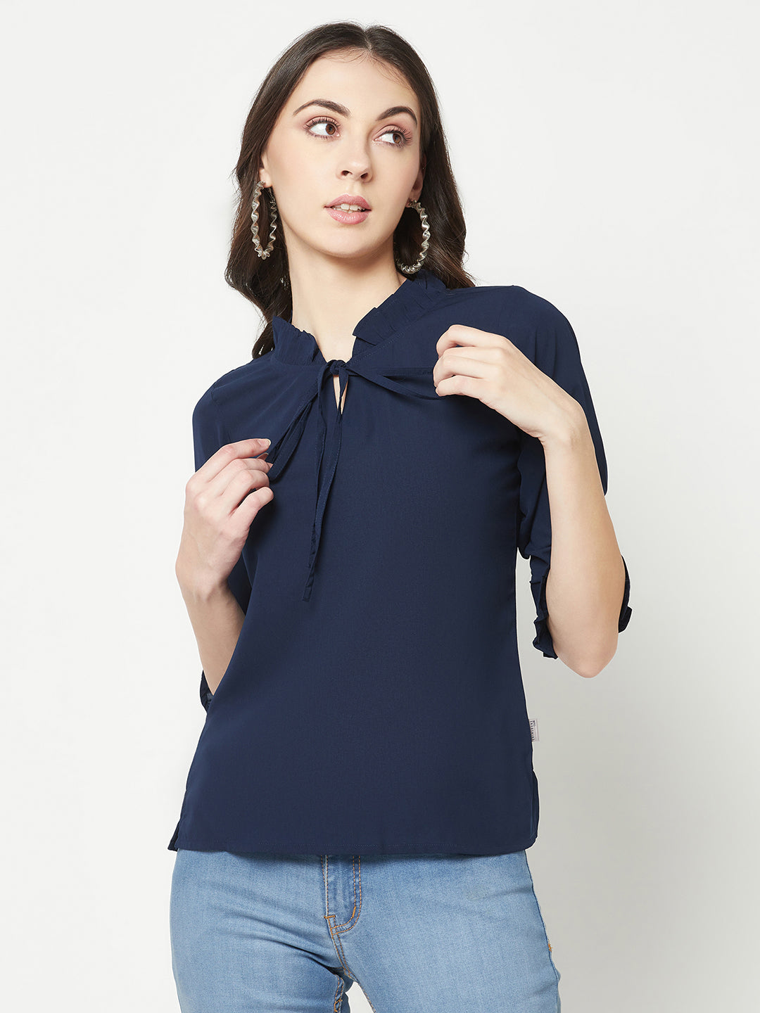 Navy Blue Top-Women Tops-Crimsoune Club