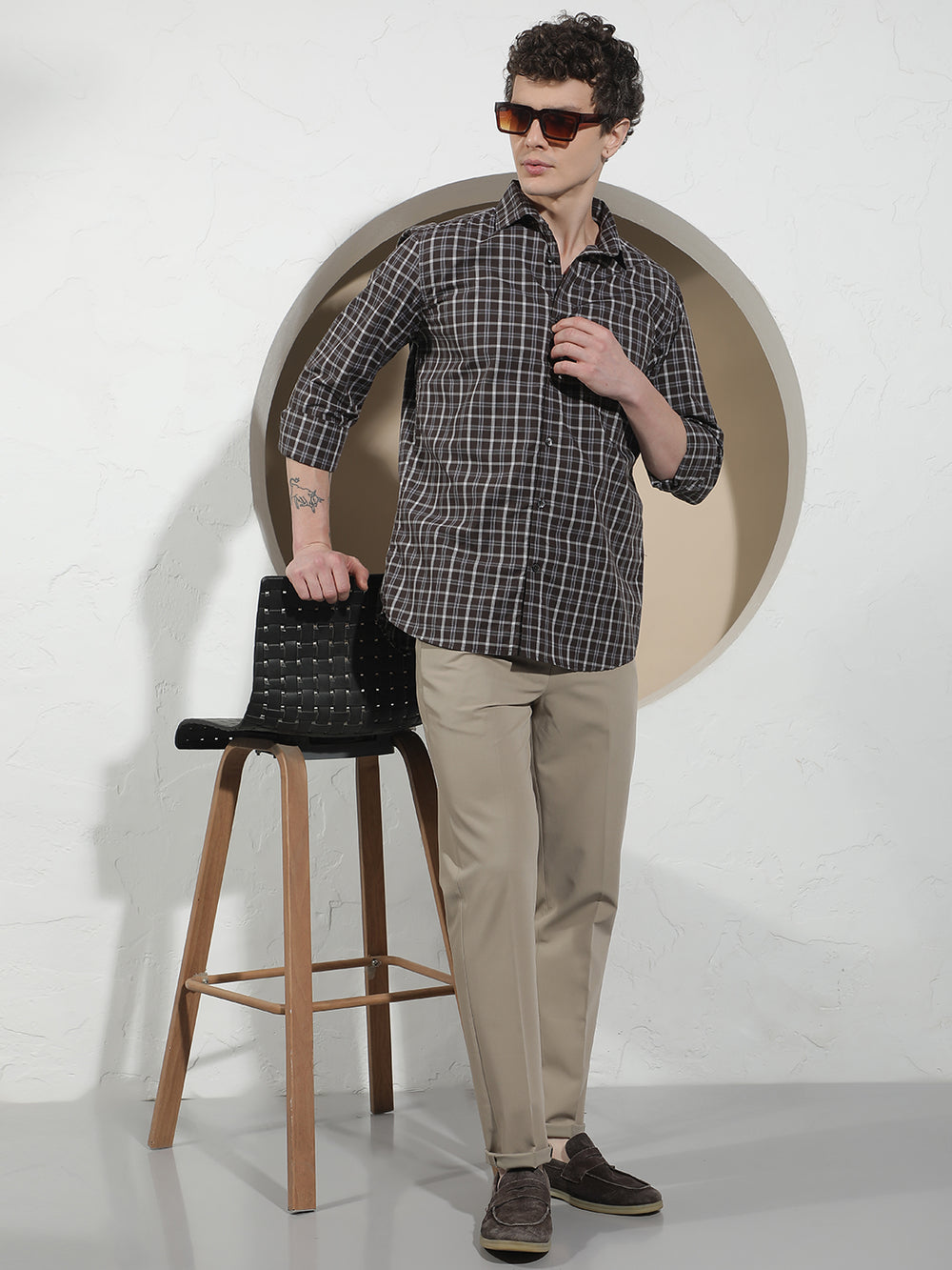 Wine Checked 100% Cotton Shirt-Men Shirts-Crimsoune Club