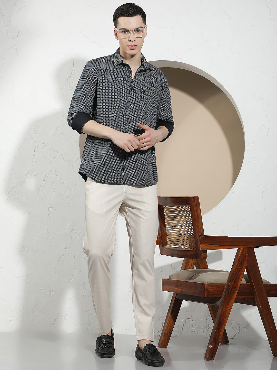 Luxe Onyx Black Printed Shirt-Men Shirts-Crimsoune Club