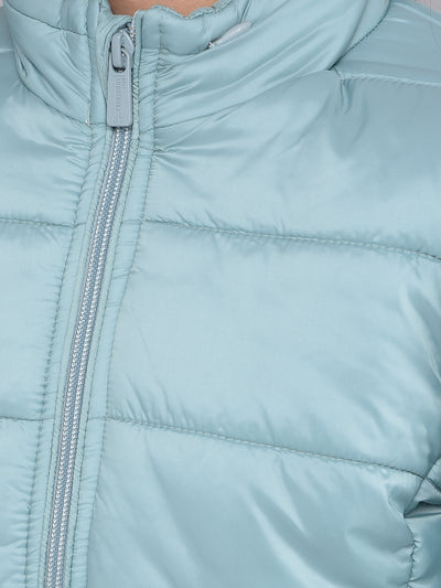 Mint-Green Puffer Jacket-Girls Jackets-Crimsoune Club