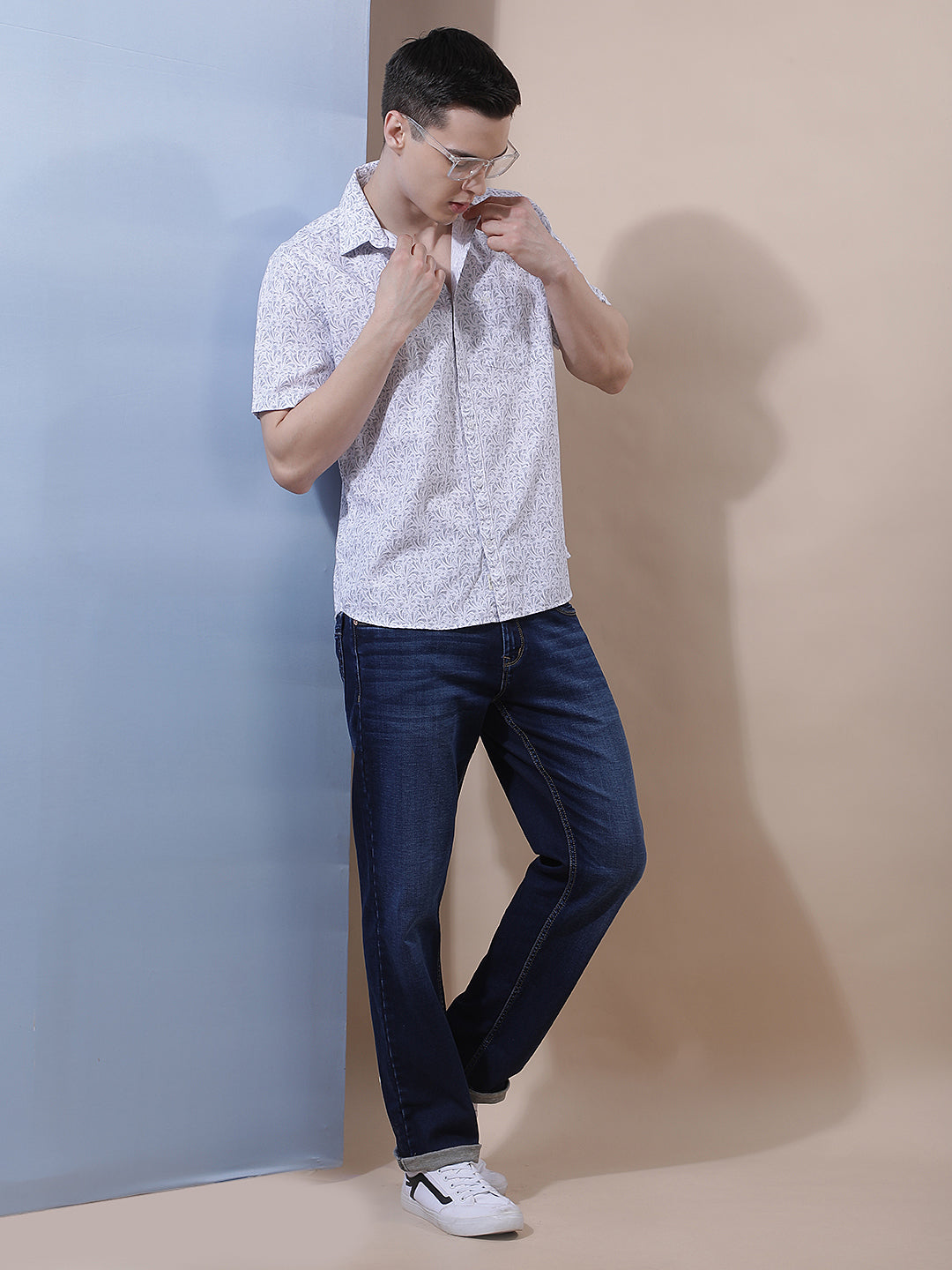 Essential Heather Grey Printed Shirt-Men Shirts-Crimsoune Club