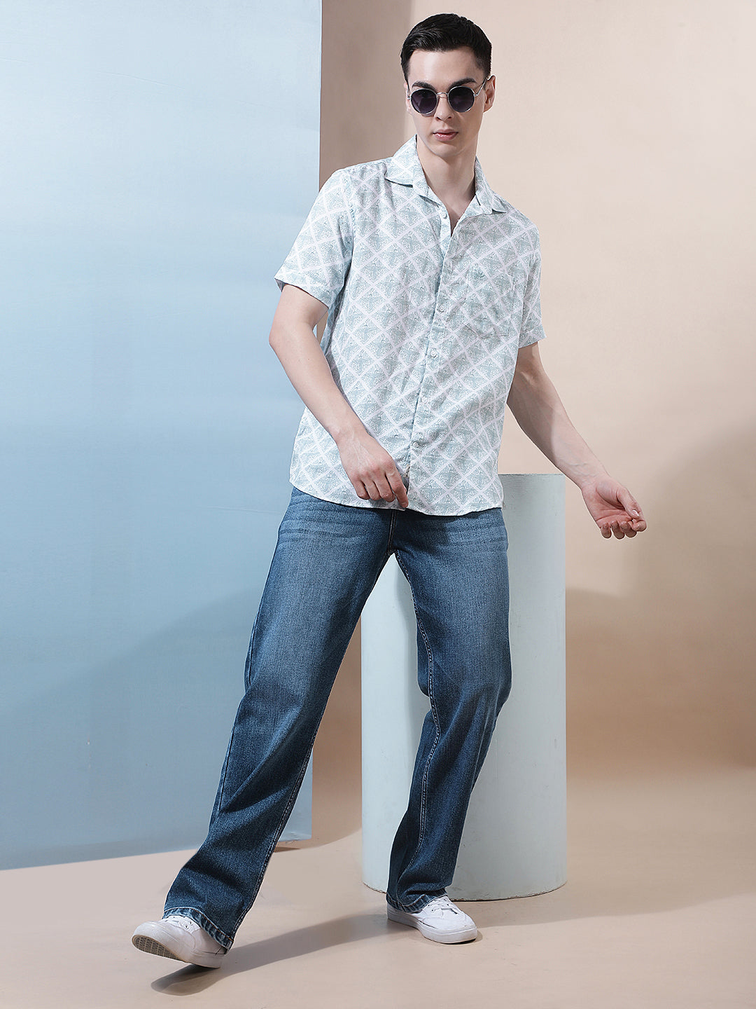 Green Animal Print Shirt-Men Shirts-Crimsoune Club