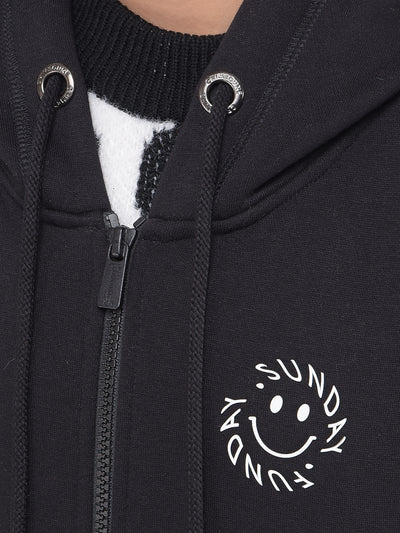 Black Hooded Sweatshirt-Girls Sweatshirts-Crimsoune Club