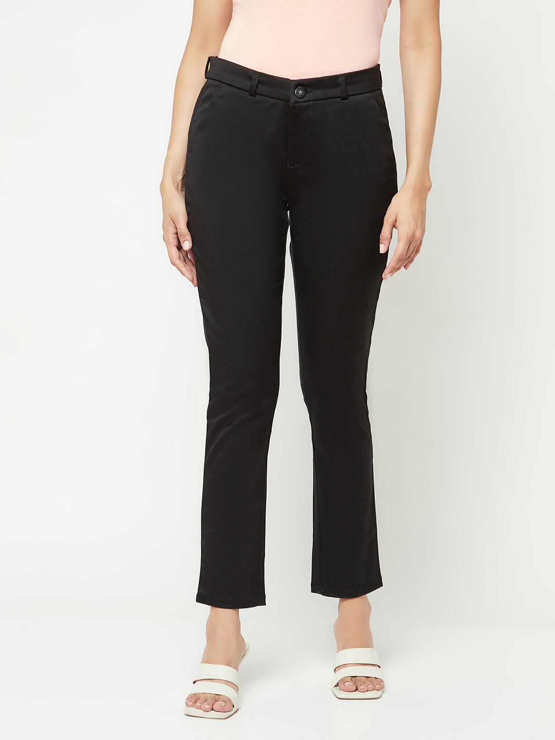 Black Slim Trousers-Women Trousers-Crimsoune Club