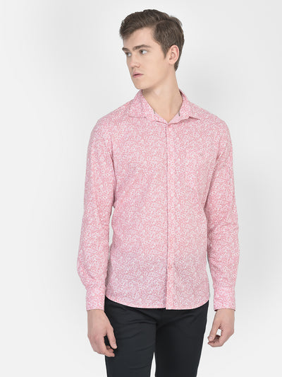 Baby Pink Floral Shirt-Men Shirts-Crimsoune Club