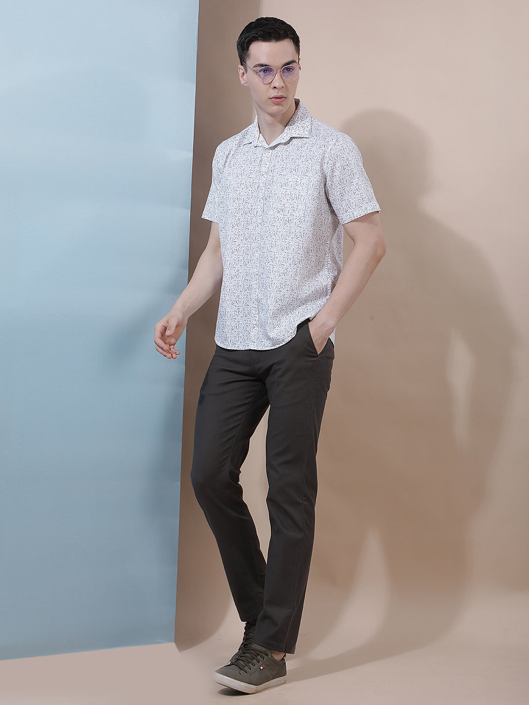 Signature Latte Beige Printed Shirt-Men Shirts-Crimsoune Club