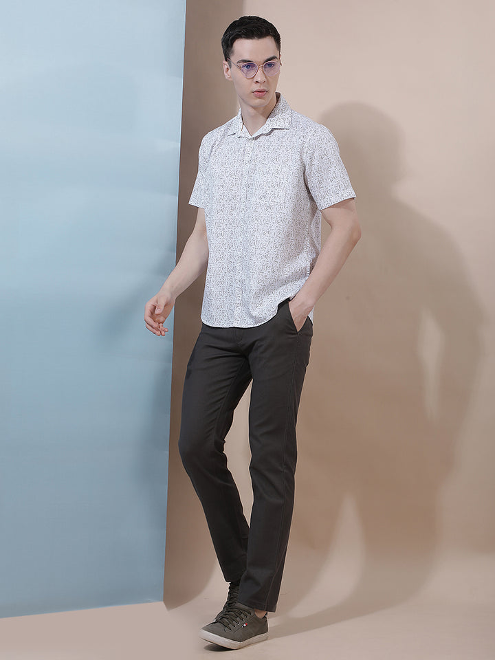Signature Latte Beige Printed Shirt-Men Shirts-Crimsoune Club