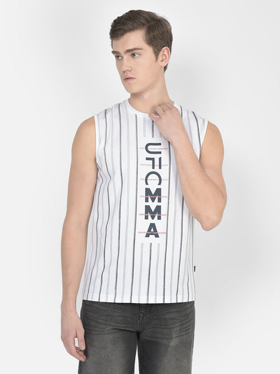 White Striped Tank T-Shirt-Men T-Shirts-Crimsoune Club