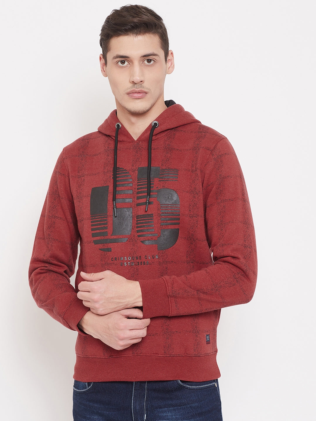 Printed Red Sweat Shirt-Mens Sweatshirts-Crimsoune Club