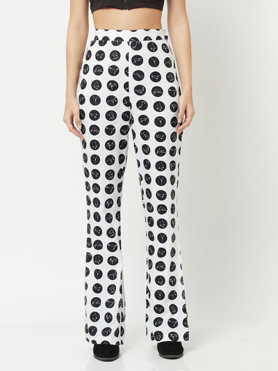 Polka Dot Parallel Trousers-Women Trousers-Crimsoune Club